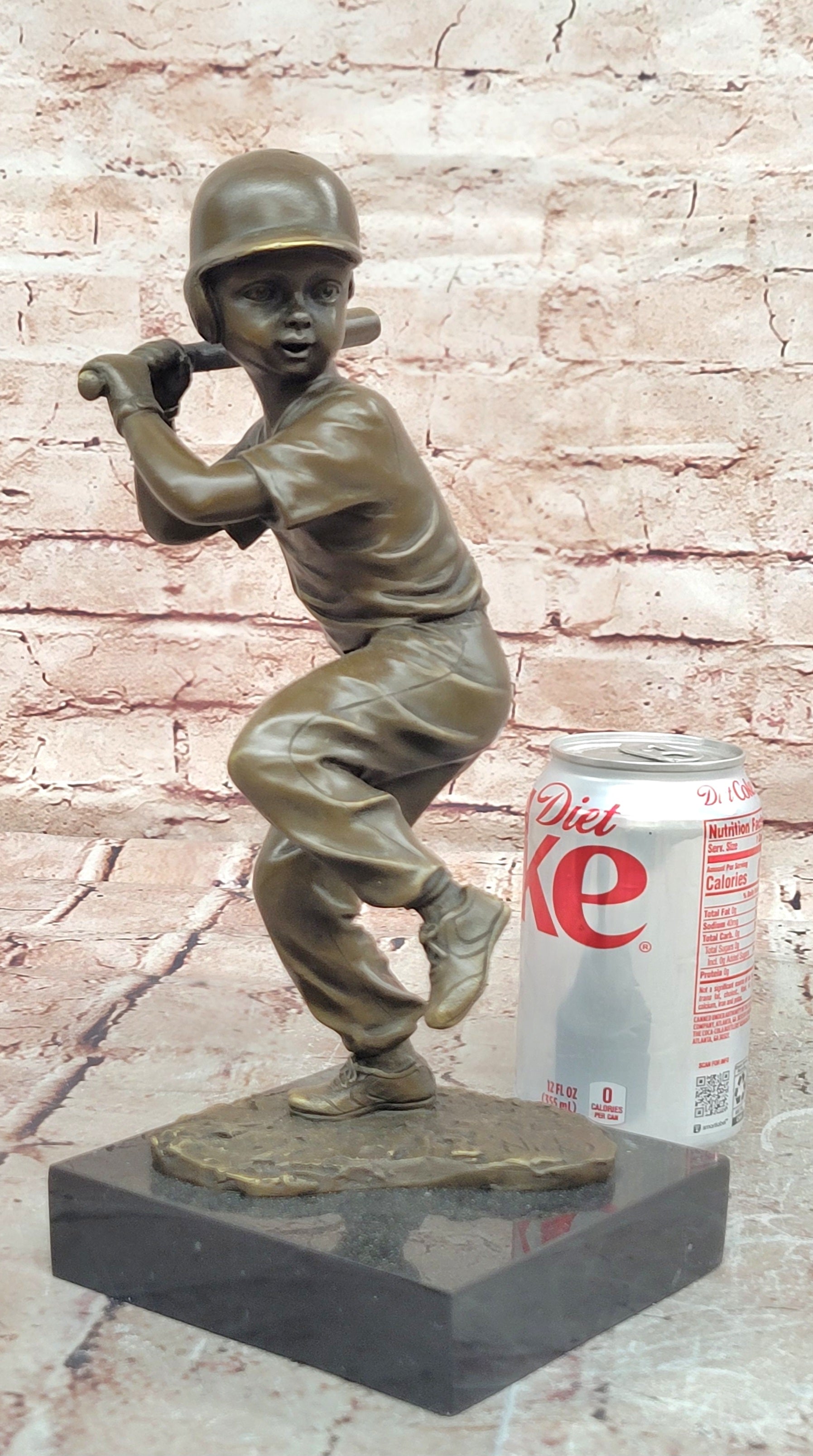 Baseball Hitter Bronze Statues Metal Sculpture Kid Handmade Home Decor Figurine