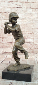 Baseball Hitter Bronze Statues Metal Sculpture Kid Handmade Home Decor Figurine