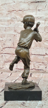 Baseball Hitter Bronze Statues Metal Sculpture Kid Handmade Home Decor Figurine
