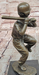 Baseball Hitter Bronze Statues Metal Sculpture Kid Handmade Home Decor Figurine
