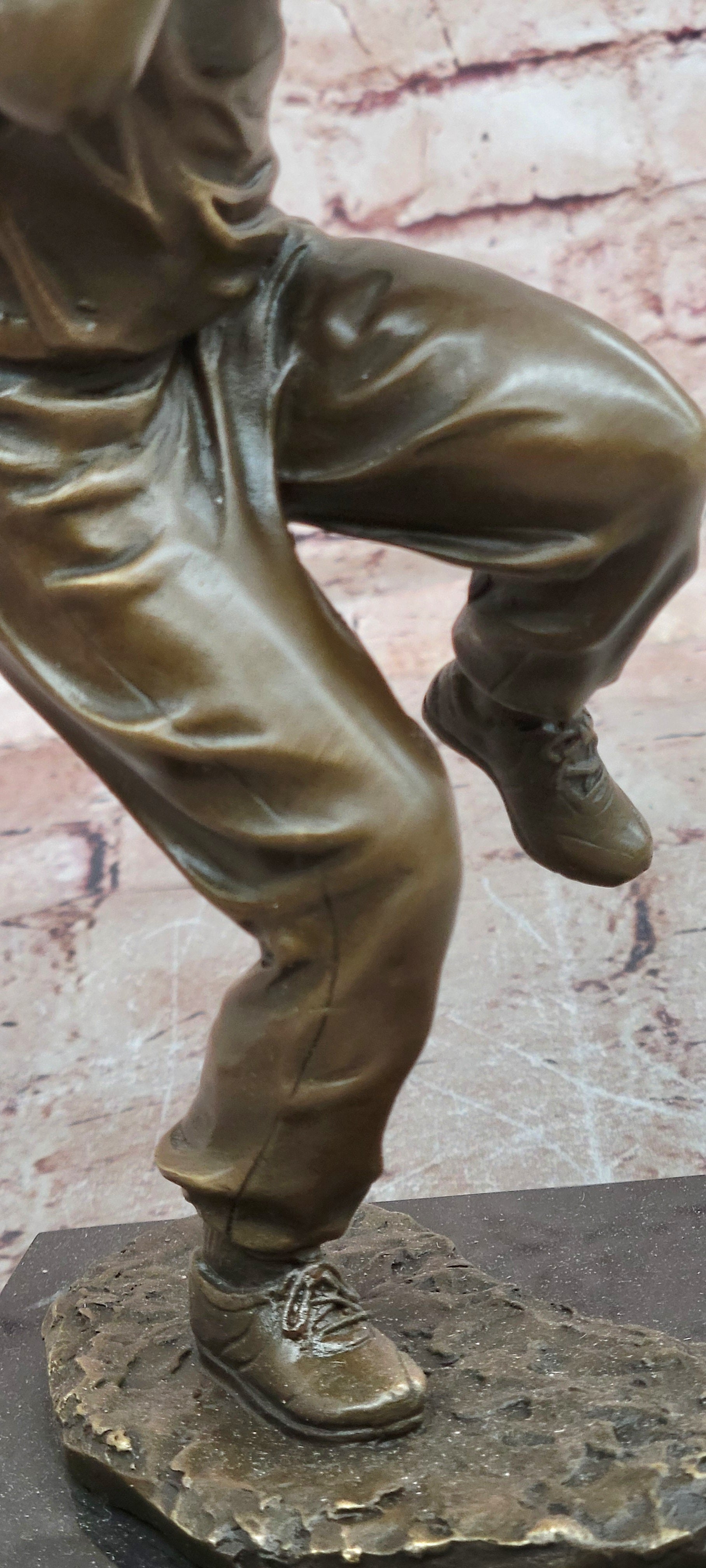 Baseball Hitter Bronze Statues Metal Sculpture Kid Handmade Home Decor Figurine