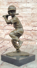 Baseball Hitter Bronze Statues Metal Sculpture Kid Handmade Home Decor Figurine