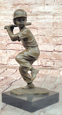 Baseball Hitter Bronze Statues Metal Sculpture Kid Handmade Home Decor Figurine