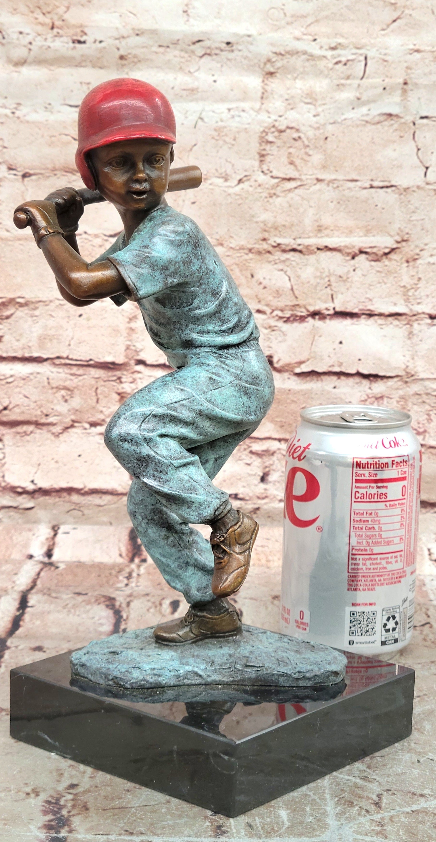 Signed Original Mario Nick Batter Up Baseball Player in Bronze Sculpture