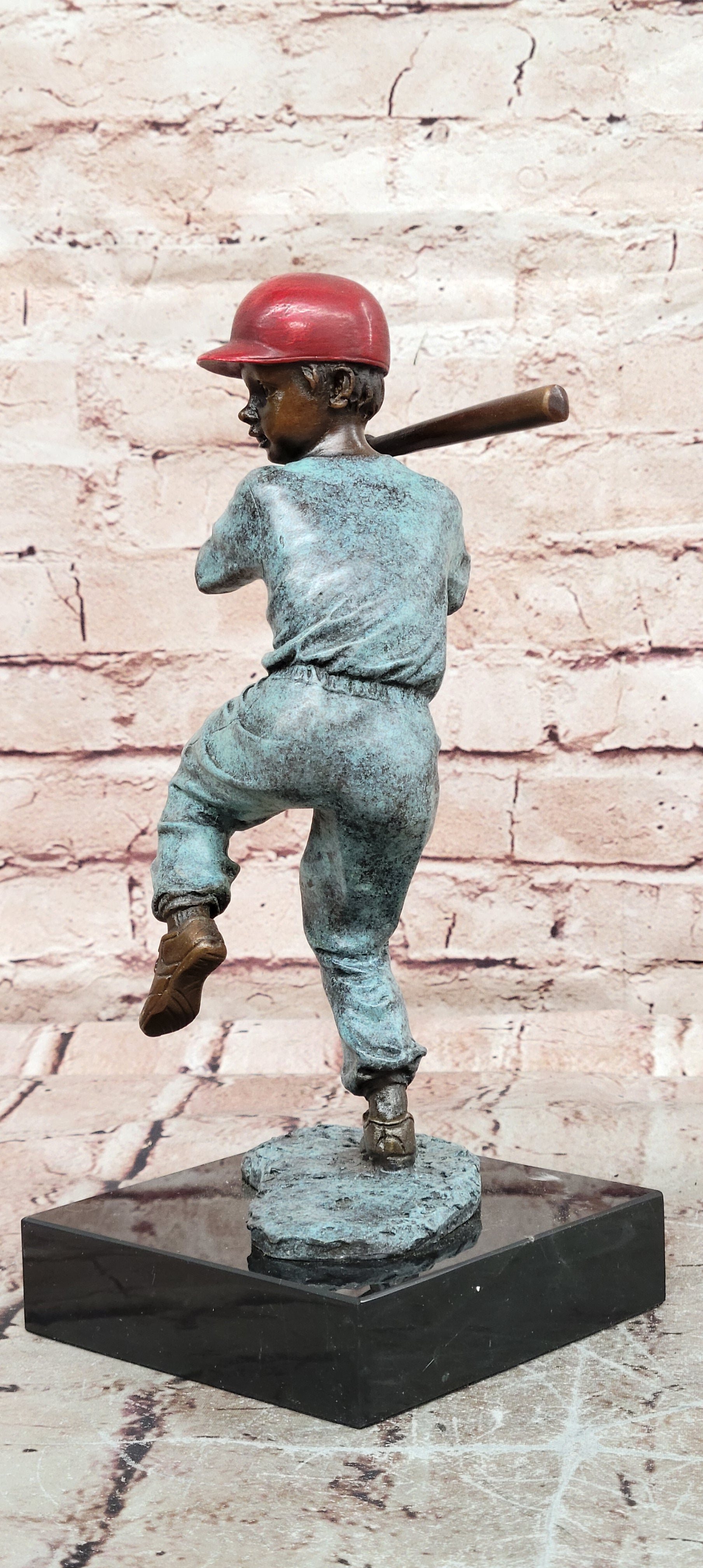 Signed Original Mario Nick Batter Up Baseball Player in Bronze Sculpture