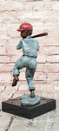 Signed Original Mario Nick Batter Up Baseball Player in Bronze Sculpture