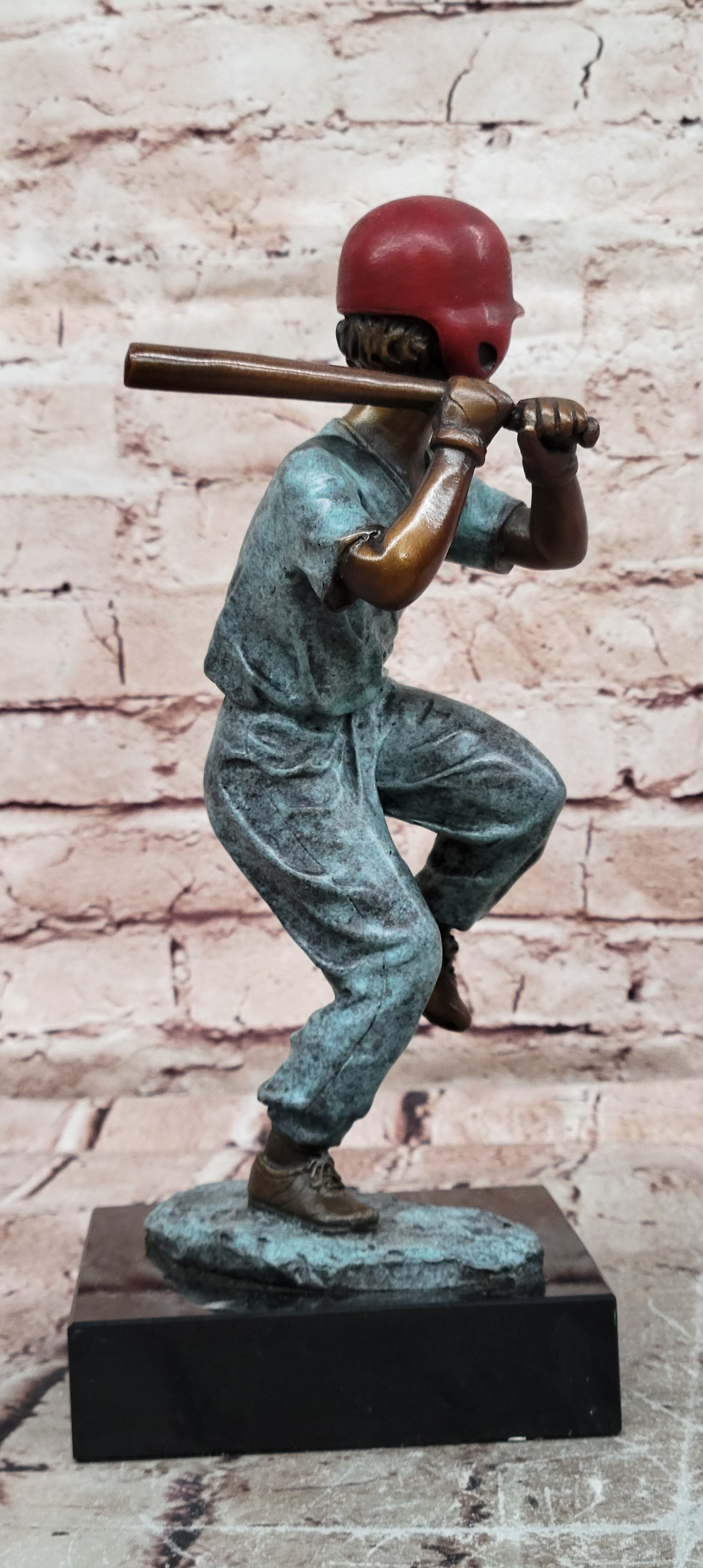 Signed Original Mario Nick Batter Up Baseball Player in Bronze Sculpture