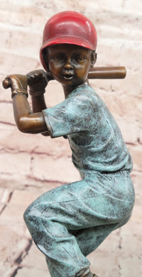 Signed Original Mario Nick Batter Up Baseball Player in Bronze Sculpture