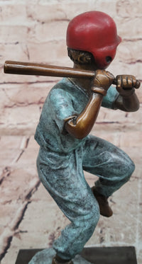 Signed Original Mario Nick Batter Up Baseball Player in Bronze Sculpture