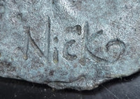 Signed Original Mario Nick Batter Up Baseball Player in Bronze Sculpture
