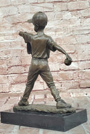 Baseball Pitcher Bronze Statue and Sculpture Kid Figurines Handmade Decor