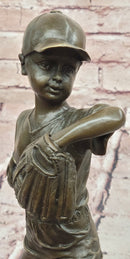 Baseball Pitcher Bronze Statue and Sculpture Kid Figurines Handmade Decor