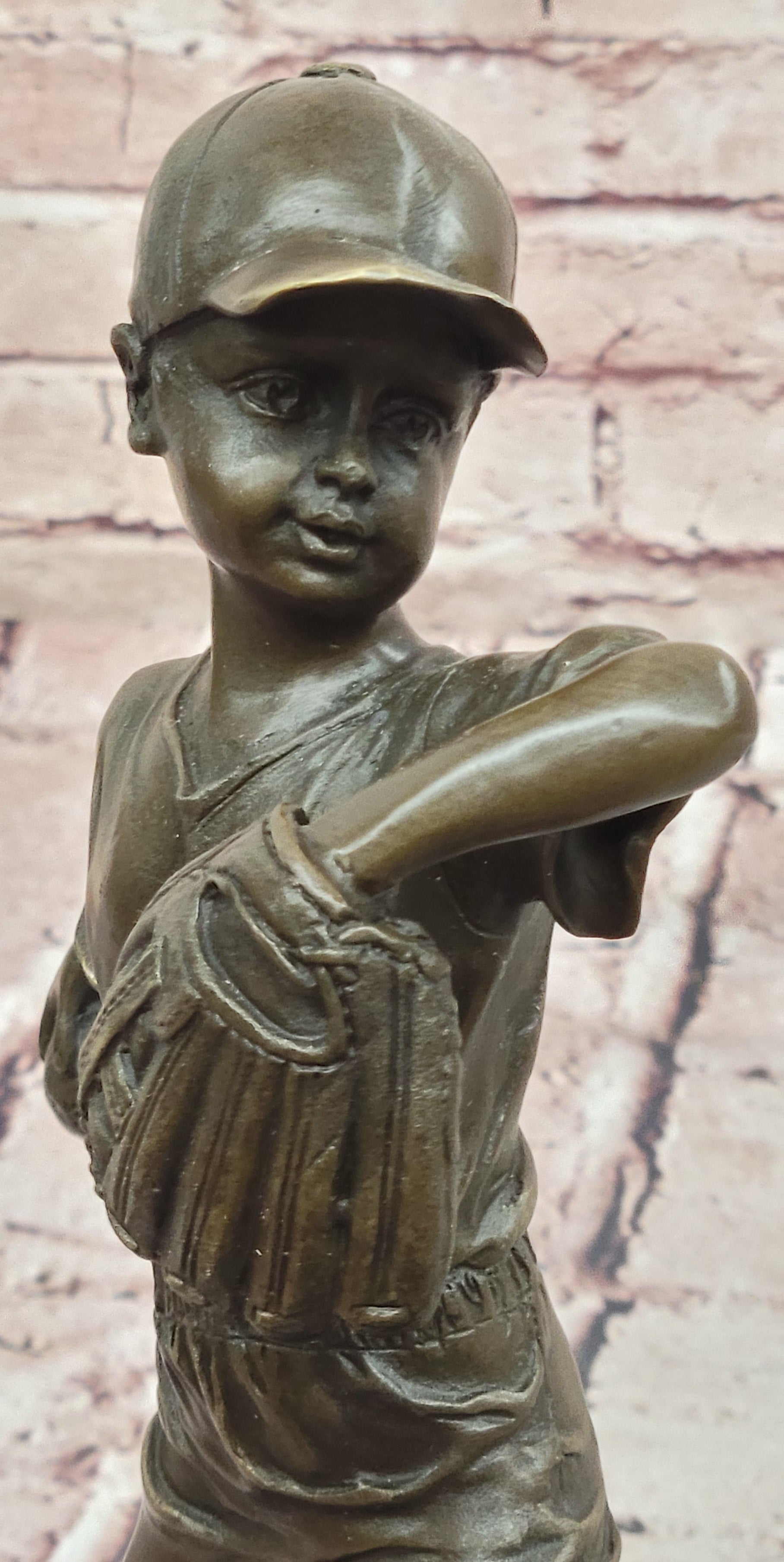 Baseball Pitcher Bronze Statue and Sculpture Kid Figurines Handmade Decor