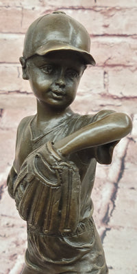 Baseball Pitcher Bronze Statue and Sculpture Kid Figurines Handmade Decor