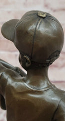 Baseball Pitcher Bronze Statue and Sculpture Kid Figurines Handmade Decor