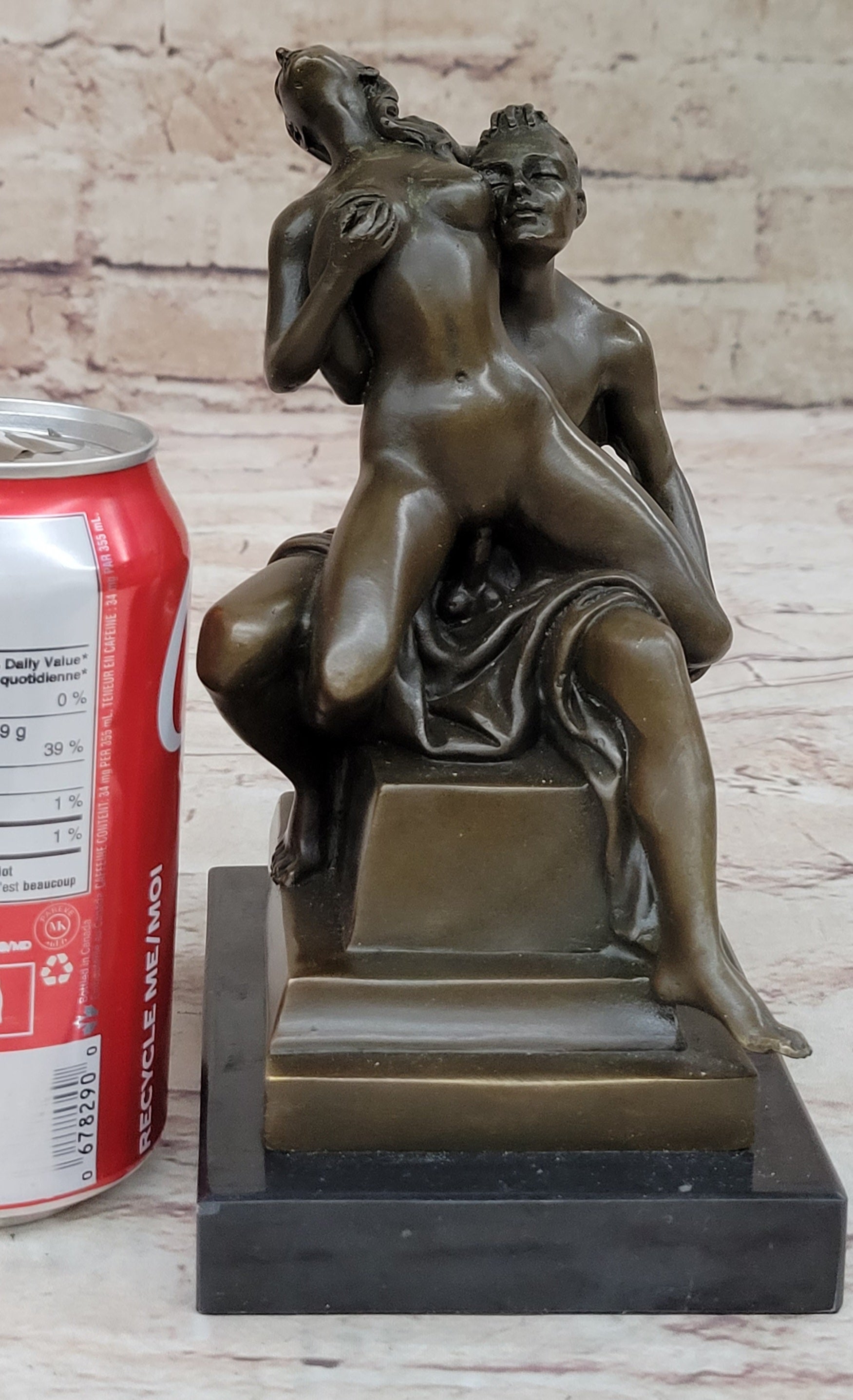 Erotic Bronze Statue Sculpture Couple Having Sex Reverse Cowgirl on Chair 7" x "5