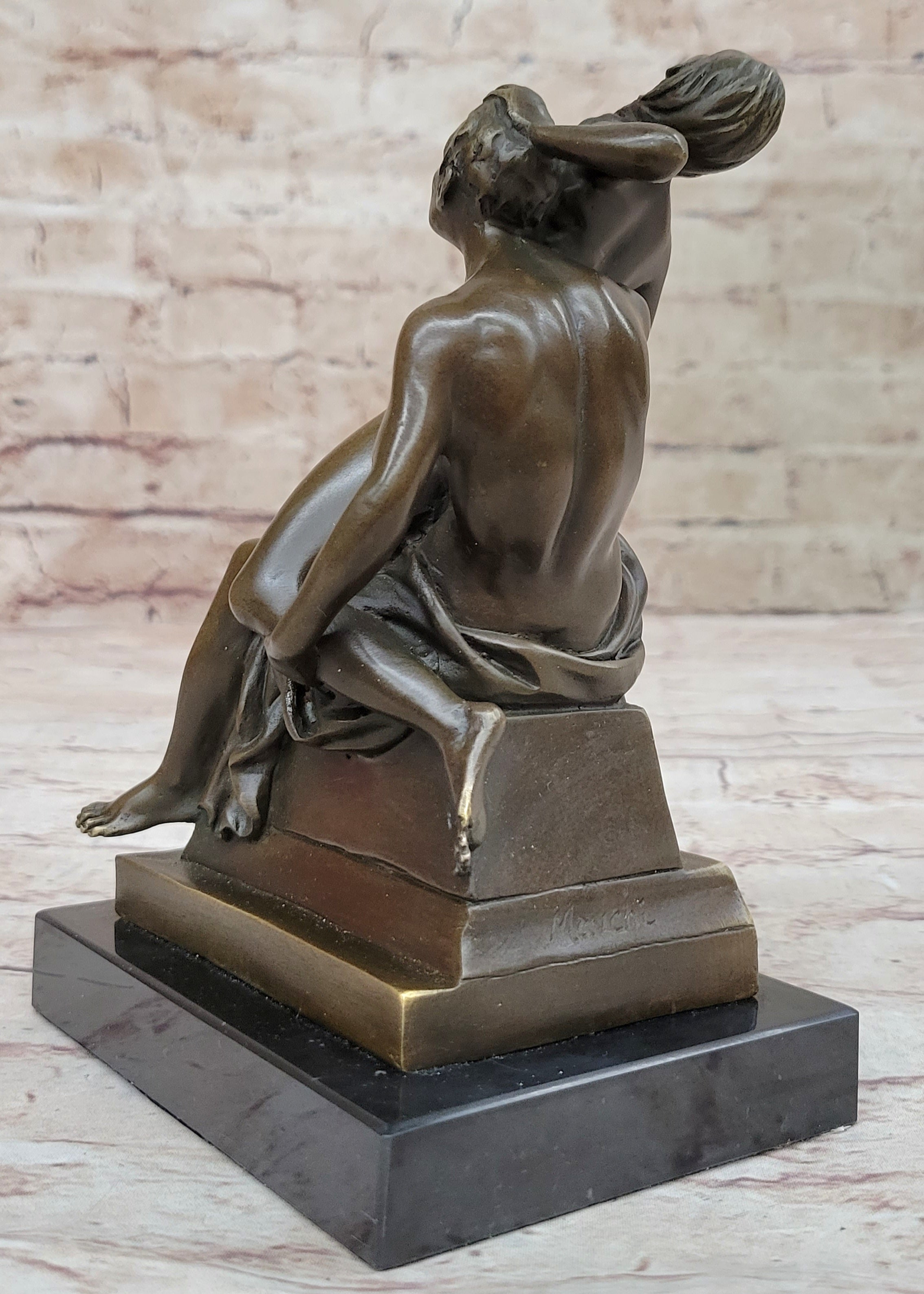 Erotic Bronze Statue Sculpture Couple Having Sex Reverse Cowgirl on Chair 7" x "5