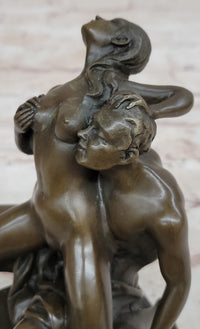 Erotic Bronze Statue Sculpture Couple Having Sex Reverse Cowgirl on Chair 7" x "5