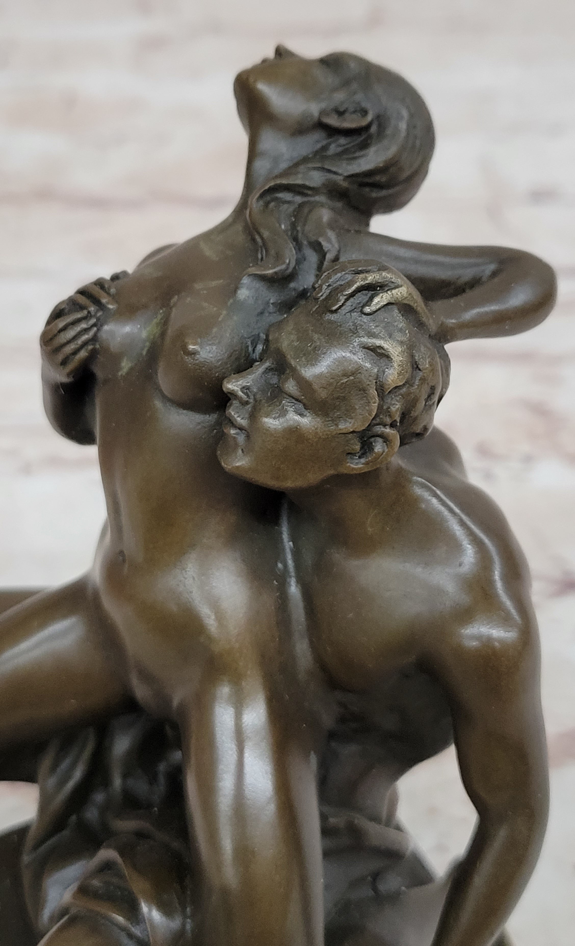 Erotic Bronze Statue Sculpture Couple Having Sex Reverse Cowgirl on Chair 7" x "5