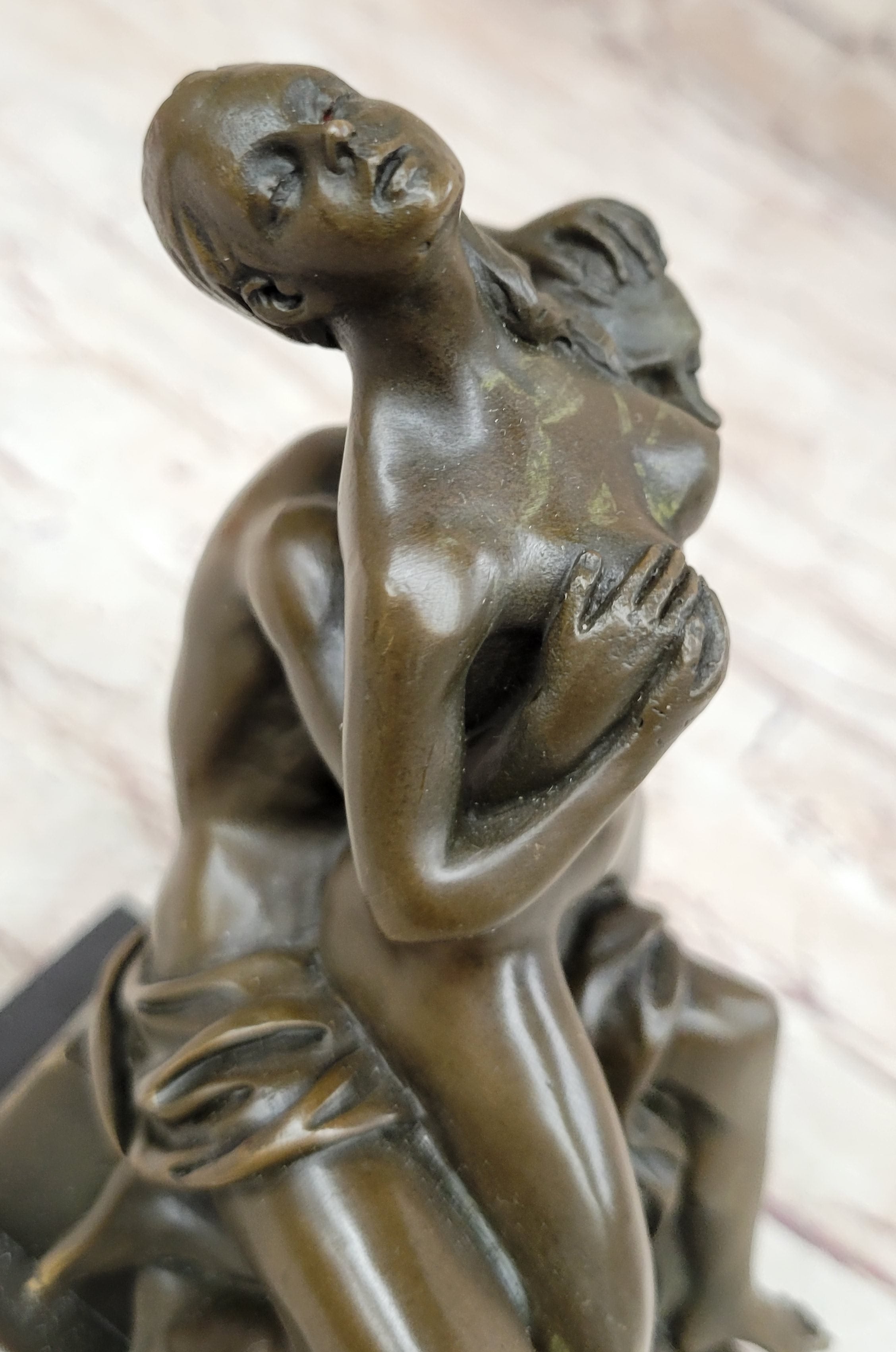Erotic Bronze Statue Sculpture Couple Having Sex Reverse Cowgirl on Chair 7" x "5