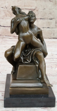 Erotic Bronze Statue Sculpture Couple Having Sex Reverse Cowgirl on Chair 7" x "5