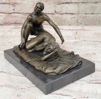 Erotic Couple Sexual Foreplay Bronze Sculpture + Male 6" x 7"