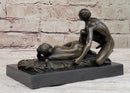 Erotic Couple Sexual Foreplay Bronze Sculpture + Male 6" x 7"