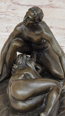 Erotic Couple Sexual Foreplay Bronze Sculpture + Male 6" x 7"