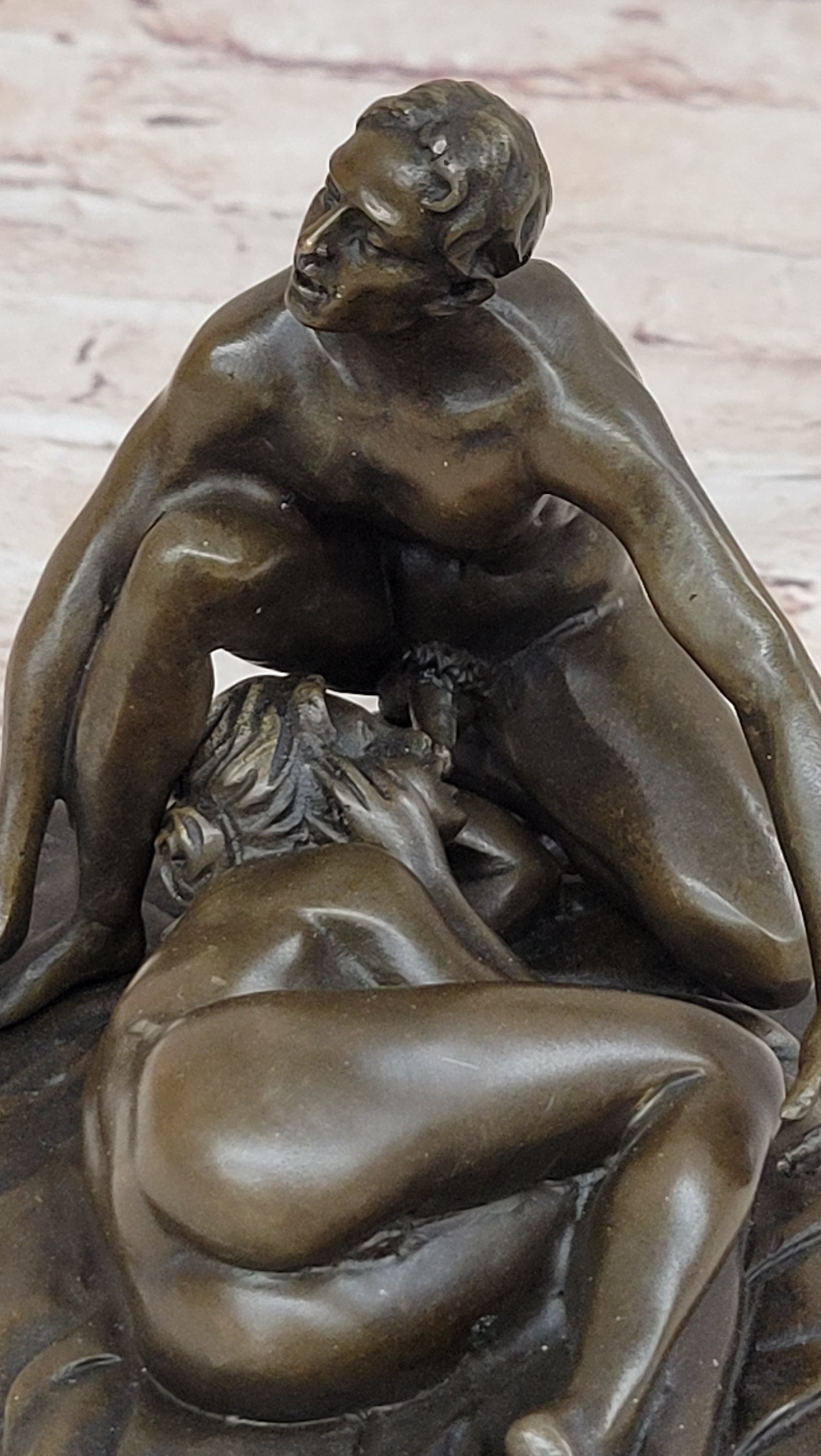 Erotic Couple Sexual Foreplay Bronze Sculpture + Male 6" x 7"