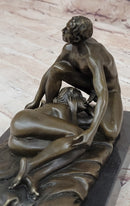Erotic Couple Sexual Foreplay Bronze Sculpture + Male 6" x 7"