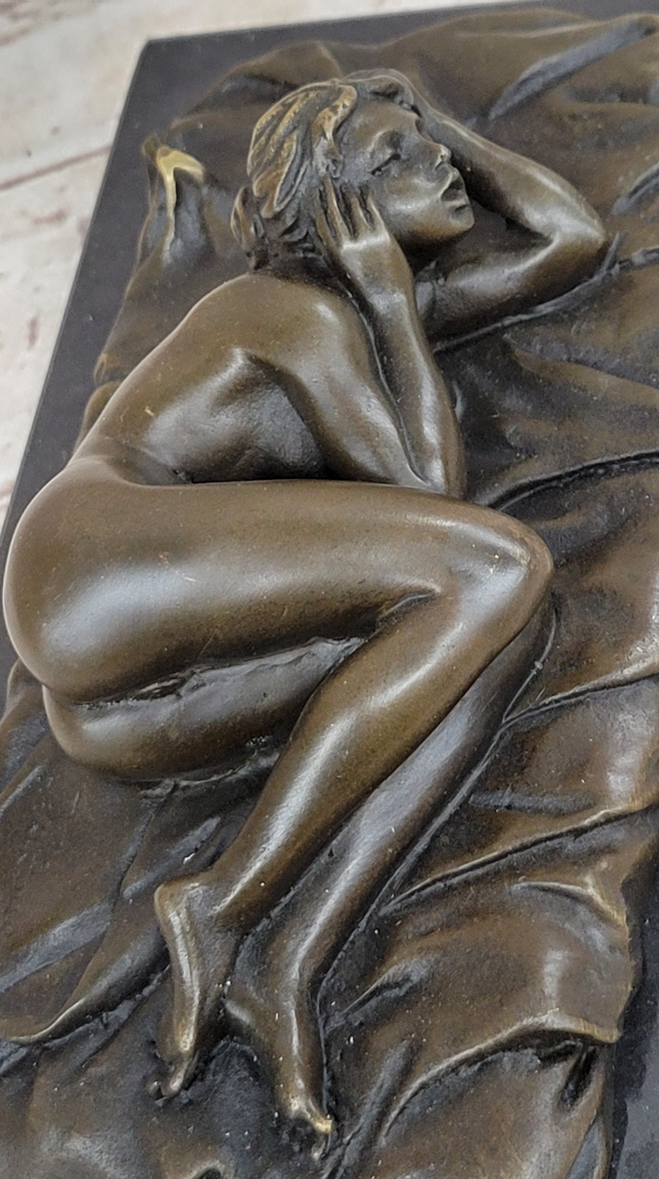 Erotic Couple Sexual Foreplay Bronze Sculpture + Male 6" x 7"