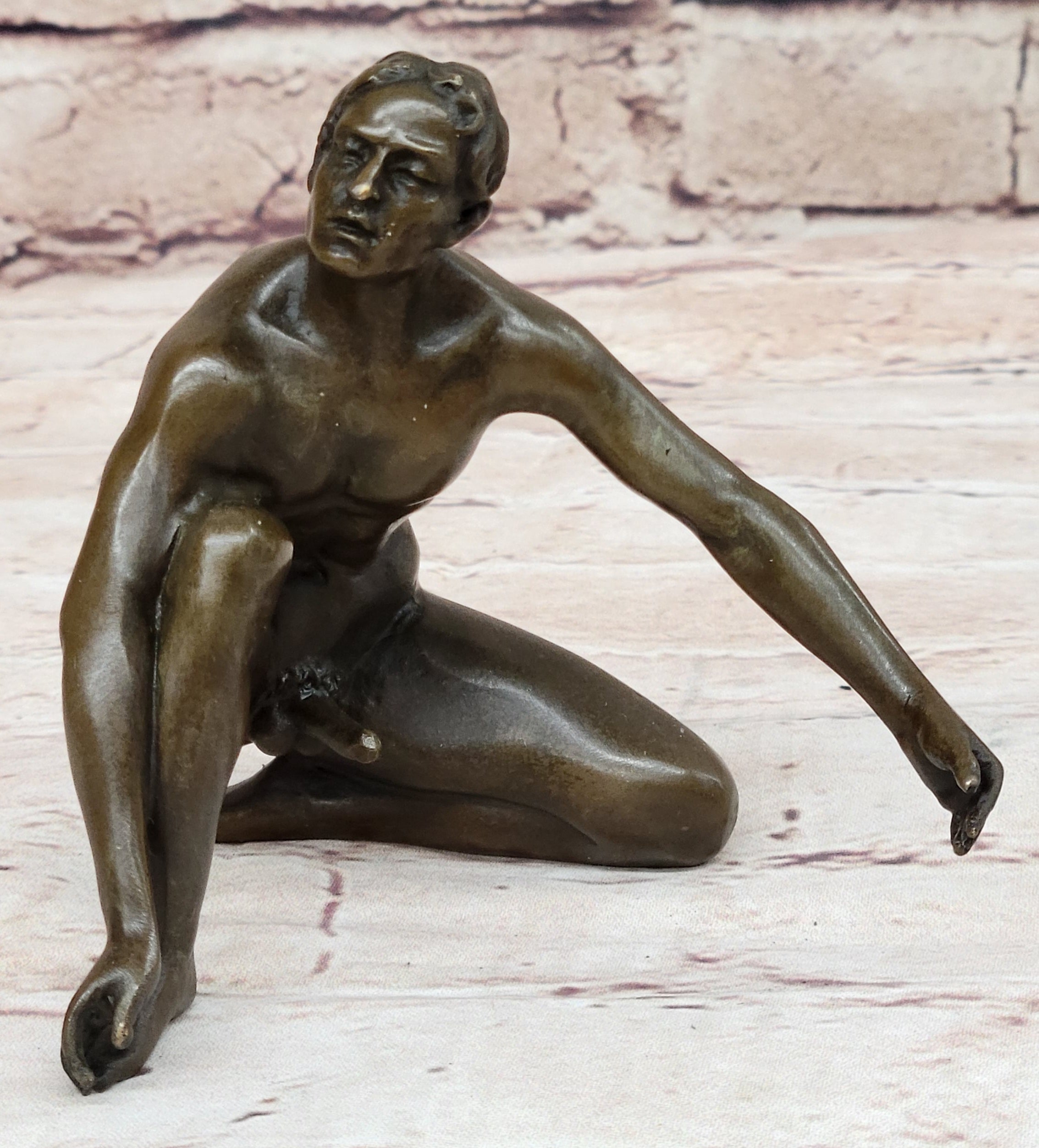 Erotic Couple Sexual Foreplay Bronze Sculpture + Male 6" x 7"