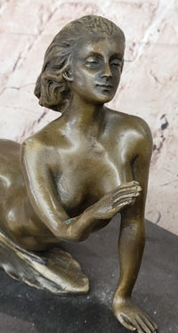 Art Deco Nude Diana Female with Goat Bronze Sculpture Lost Wax Method Figurine Figure