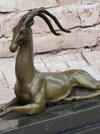 Art Deco Nude Diana Female with Goat Bronze Sculpture Lost Wax Method Figurine Figure