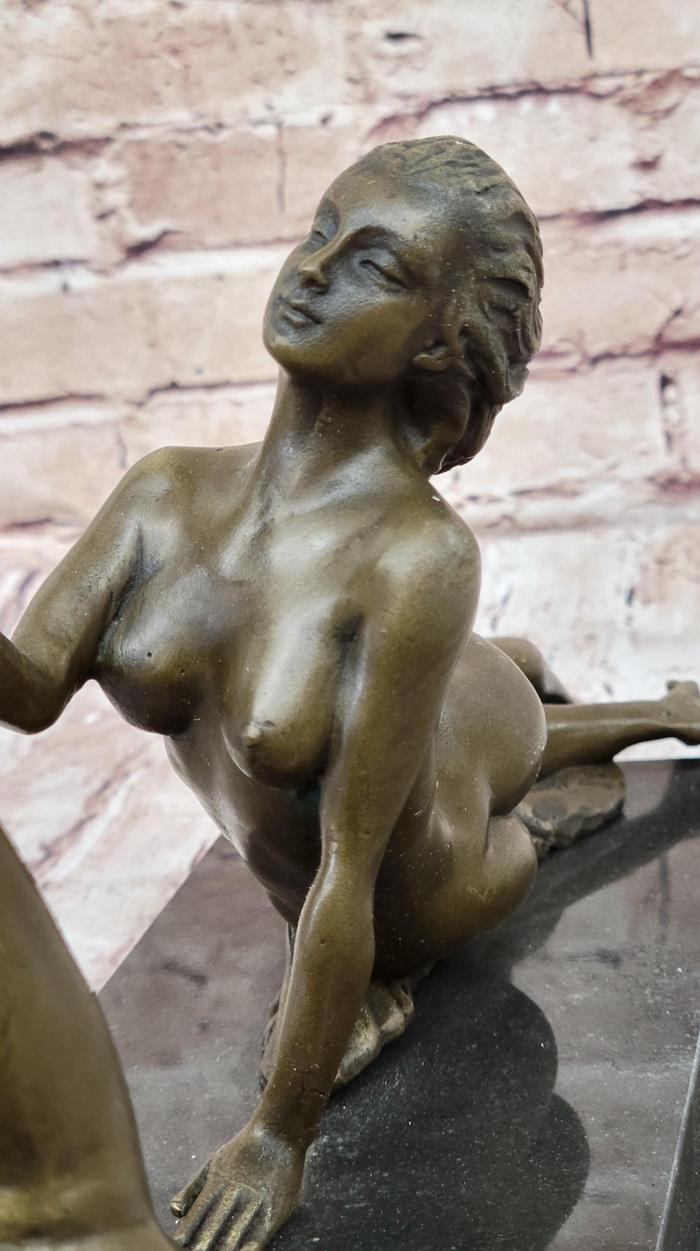 Art Deco Nude Diana Female with Goat Bronze Sculpture Lost Wax Method Figurine Figure