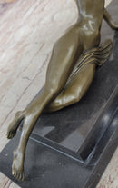 Art Deco Nude Diana Female with Goat Bronze Sculpture Lost Wax Method Figurine Figure