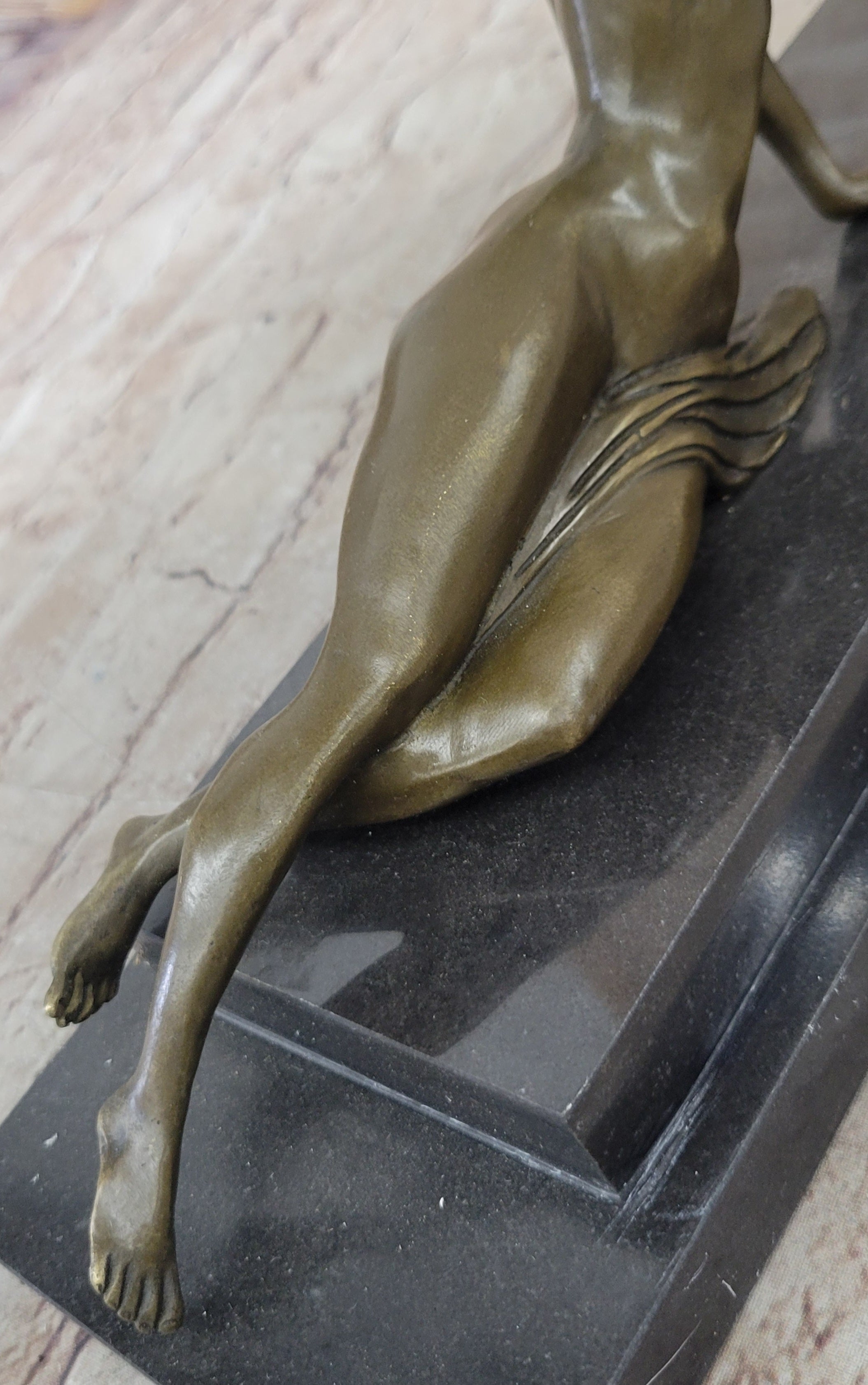 Art Deco Nude Diana Female with Goat Bronze Sculpture Lost Wax Method Figurine Figure