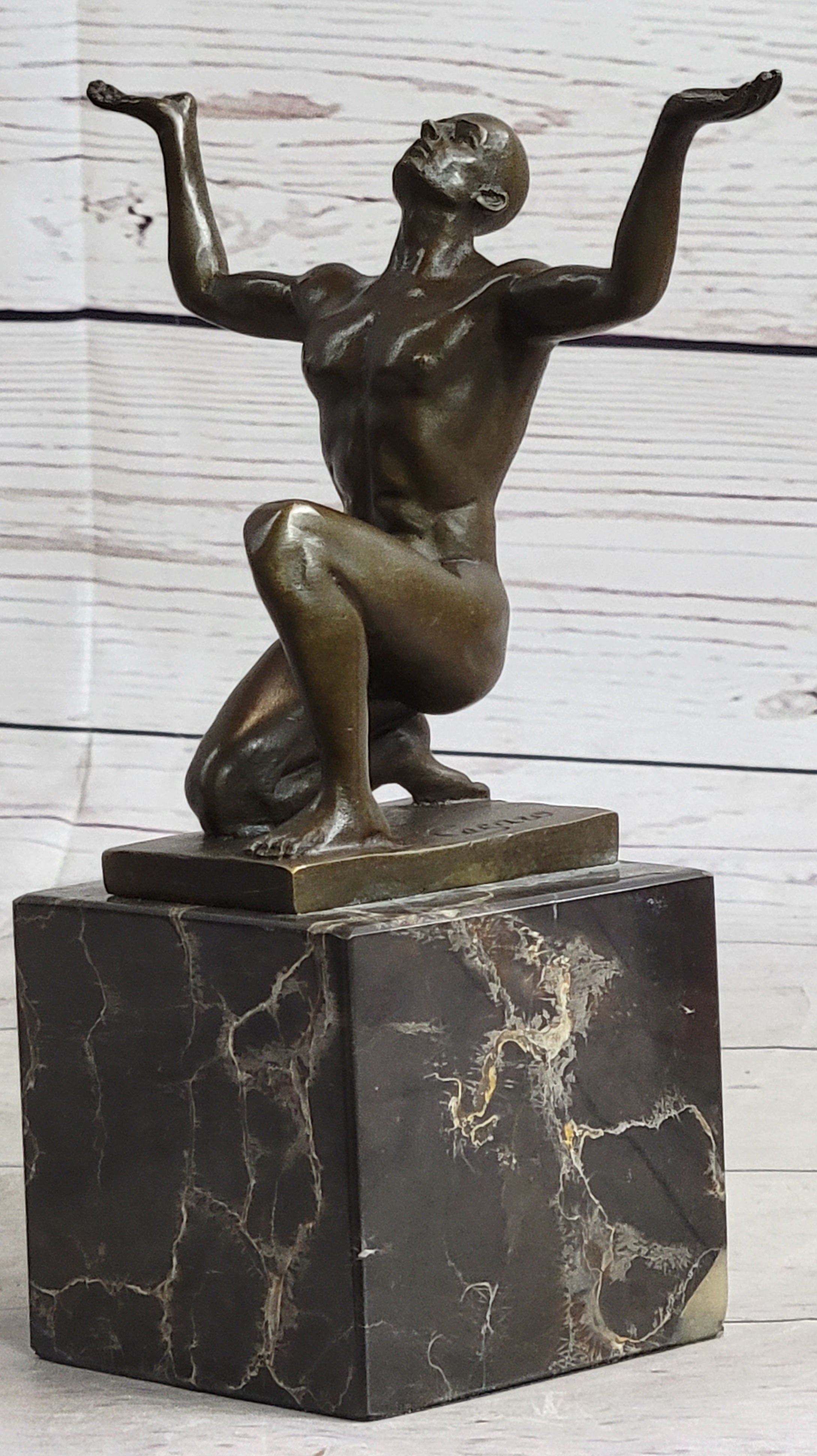 Abstract Modern Art Mid Century Nude Naked Male Athlete Bronze Sculpture Sale