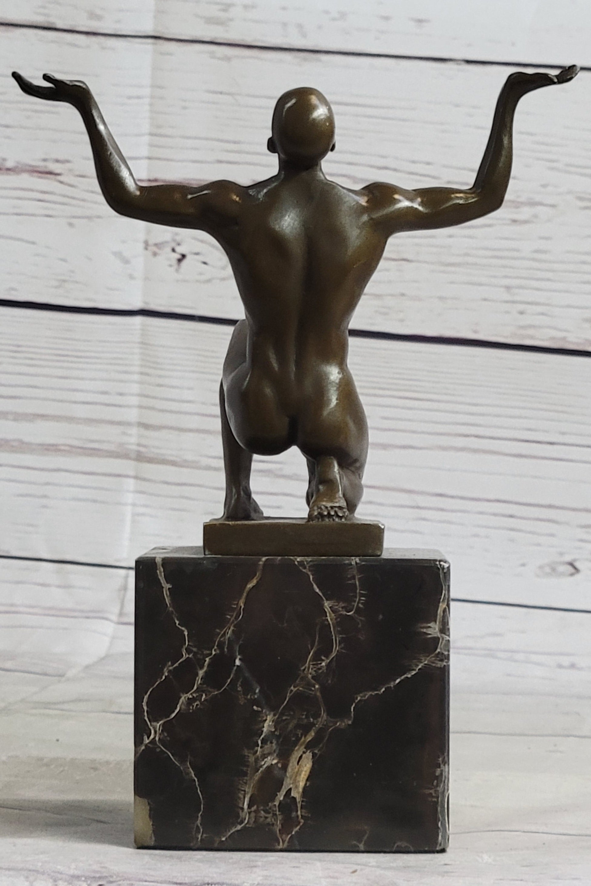 Abstract Modern Art Mid Century Nude Naked Male Athlete Bronze Sculpture Sale