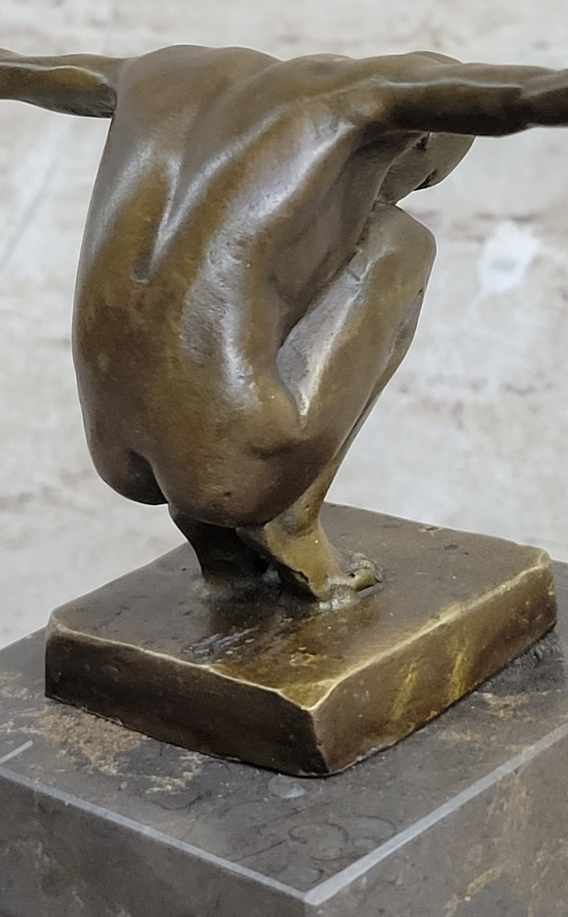 Signed Original Miguel Lopez (Milo) The Athlete Bronze Sculpture
