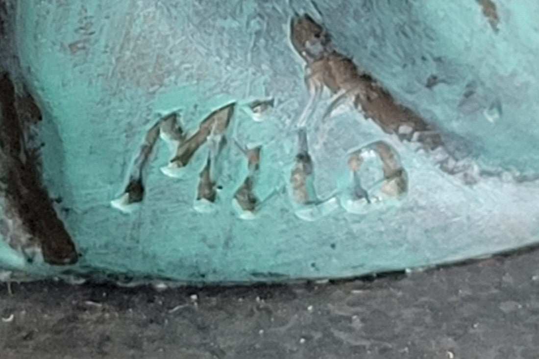 Nude Female Figure Among Ocean Waves Bronze Sculpture on Marble Base