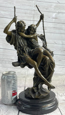 Romantic Lovers Couple Man & Woman on Swing Bronze 14" x 7.5"