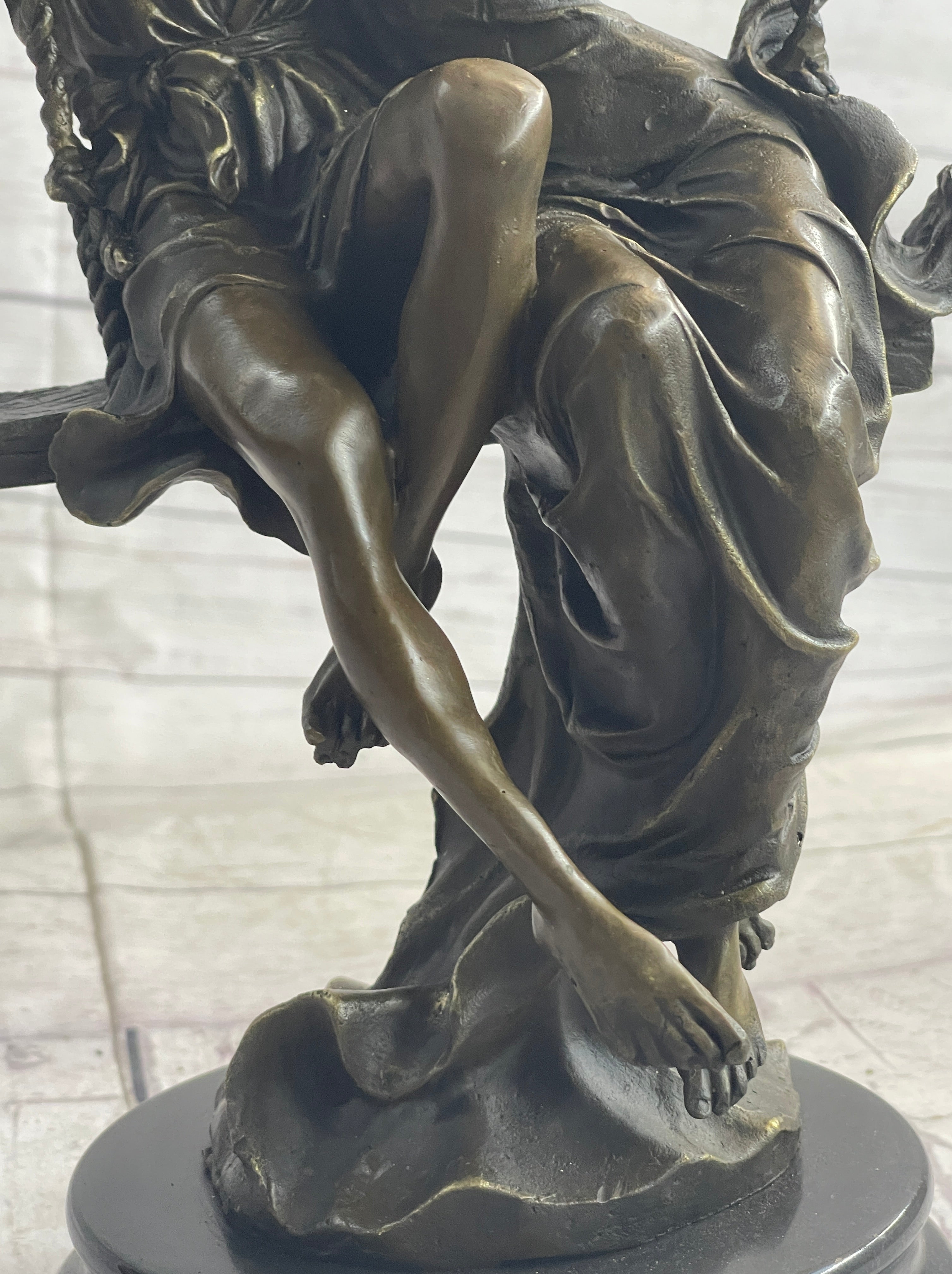 Romantic Lovers Couple Man & Woman on Swing Bronze 14" x 7.5"