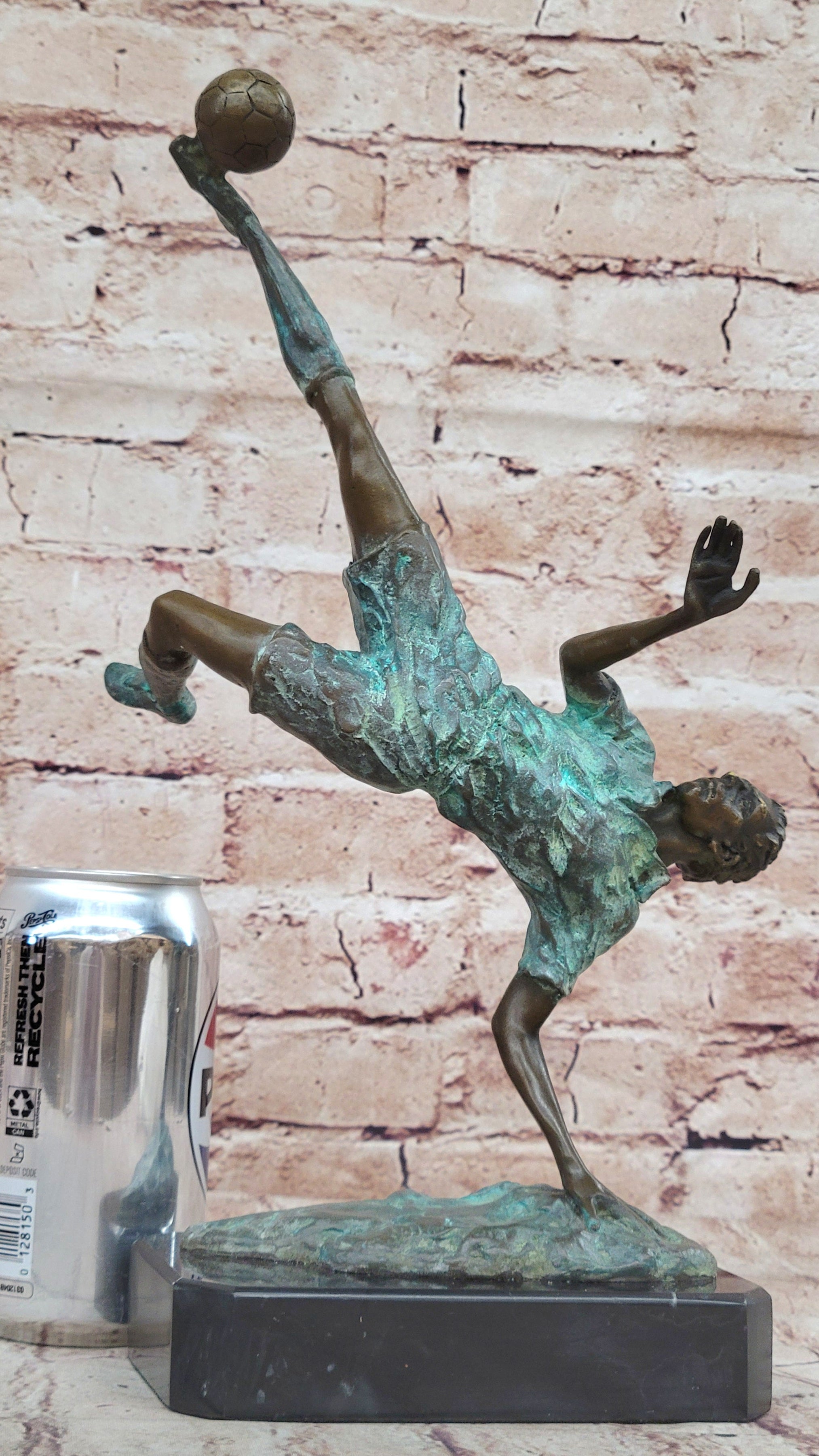 Soccer Trick Shot Bronze Sculpture on Marble Base