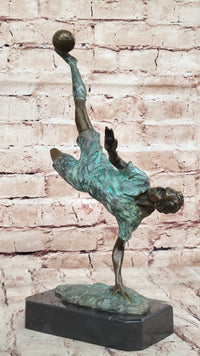 Soccer Trick Shot Bronze Sculpture on Marble Base