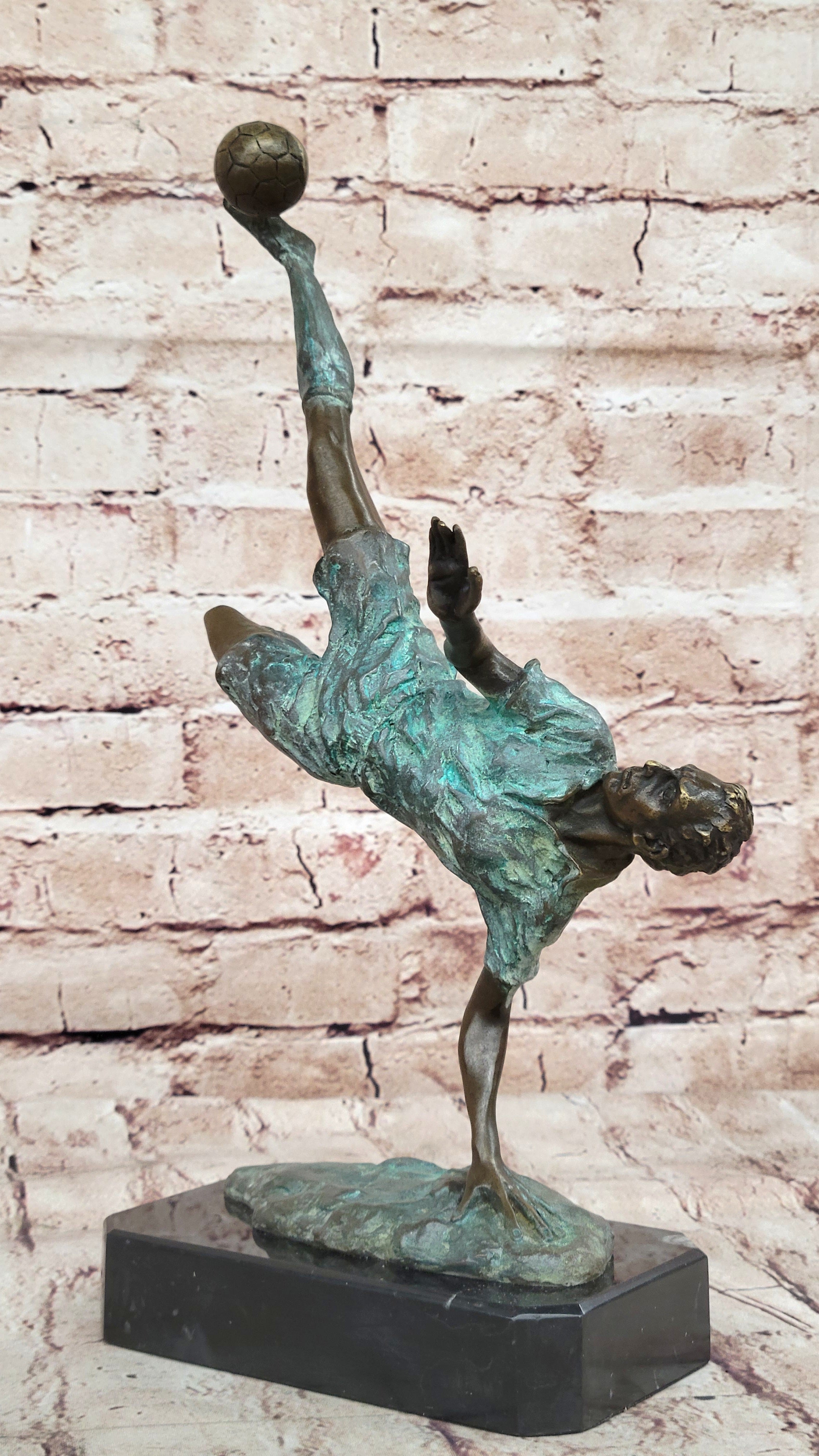 Soccer Trick Shot Bronze Sculpture on Marble Base