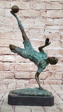 Soccer Trick Shot Bronze Sculpture on Marble Base