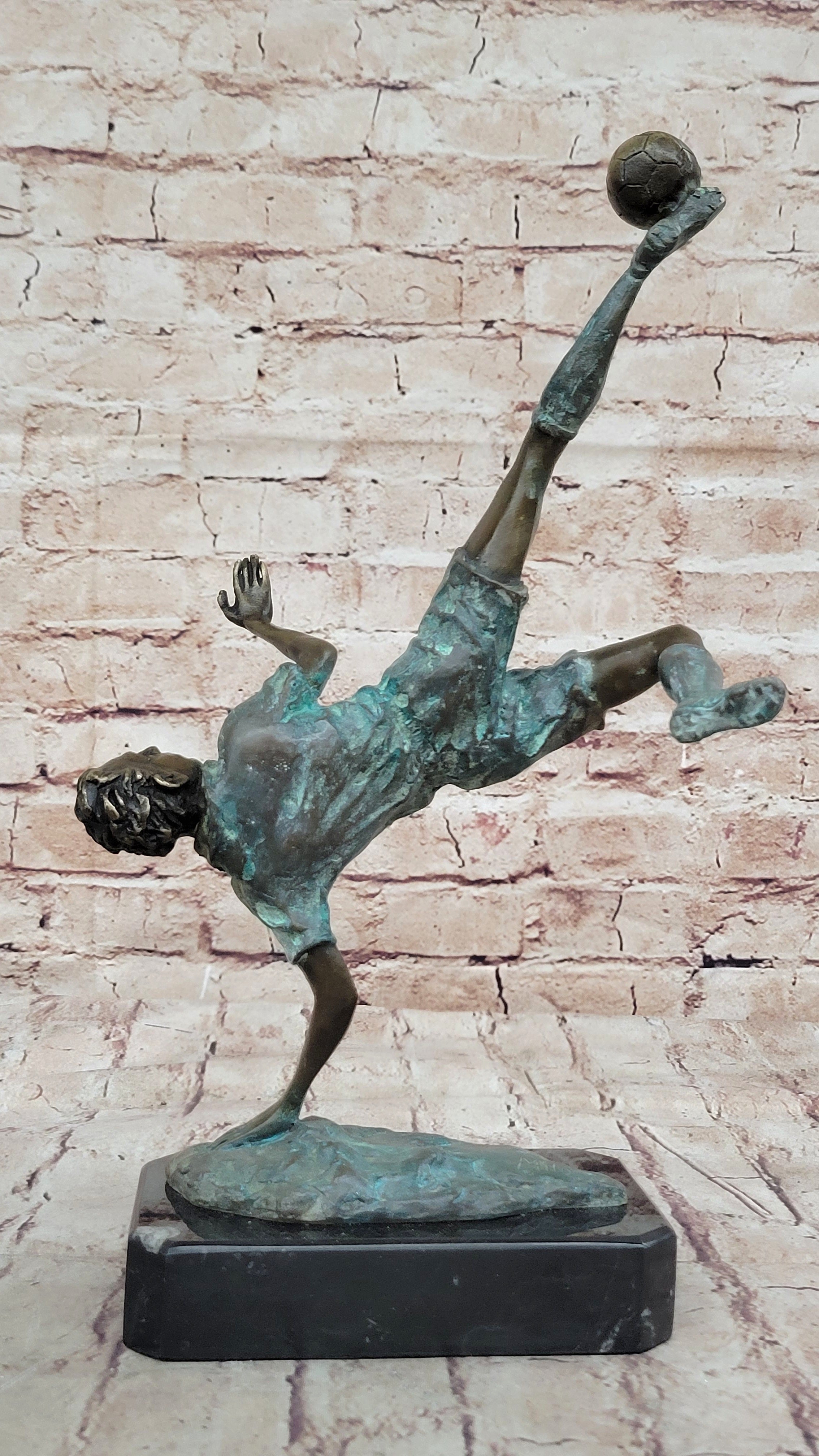 Soccer Trick Shot Bronze Sculpture on Marble Base