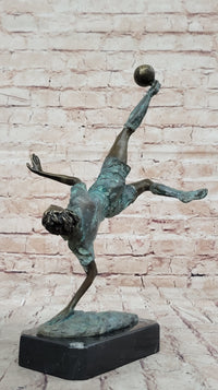 Soccer Trick Shot Bronze Sculpture on Marble Base