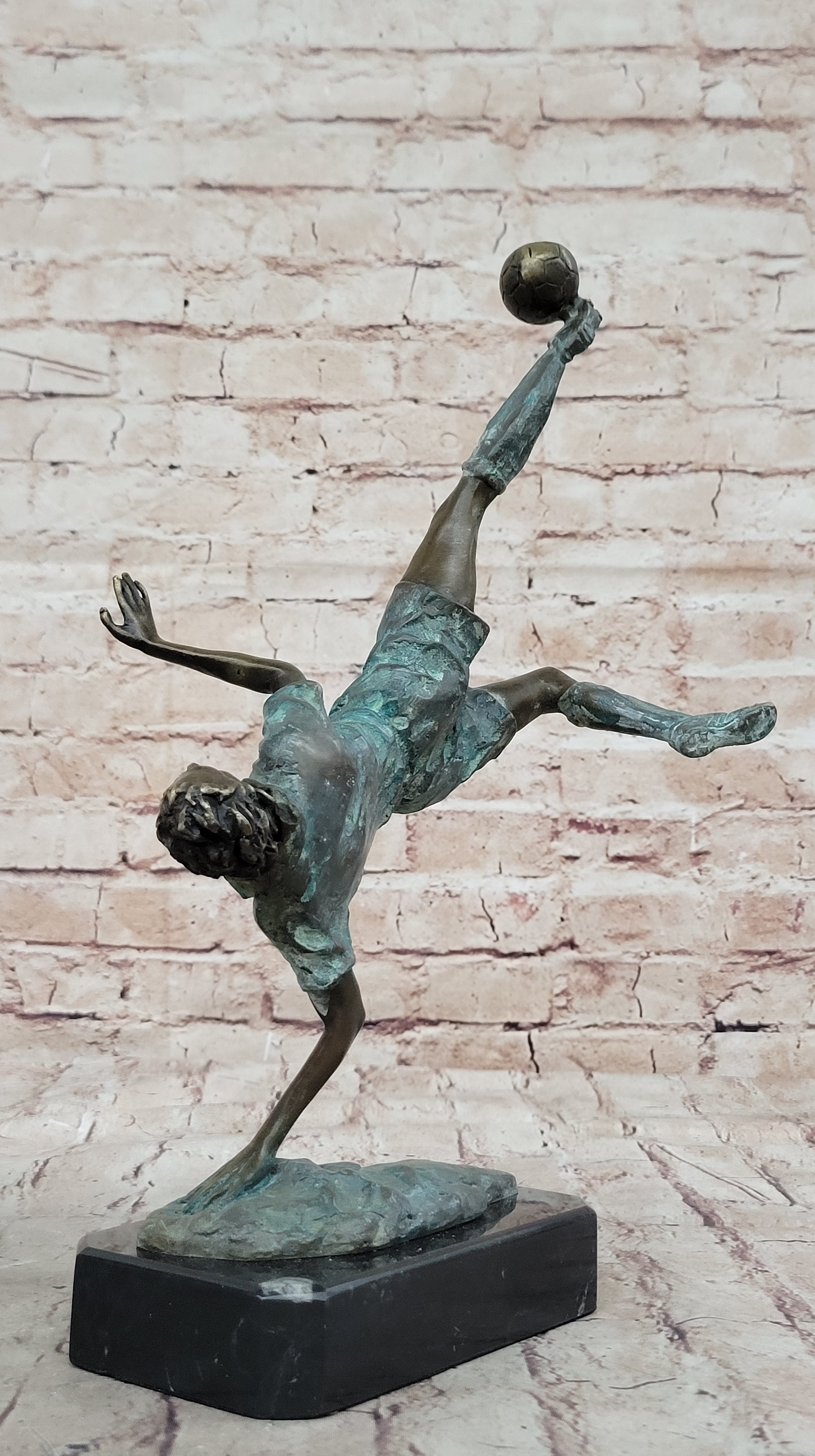 Soccer Trick Shot Bronze Sculpture on Marble Base